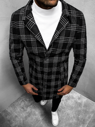 Płaszcz męski w kratę czarno-biały OZONEE O/5628