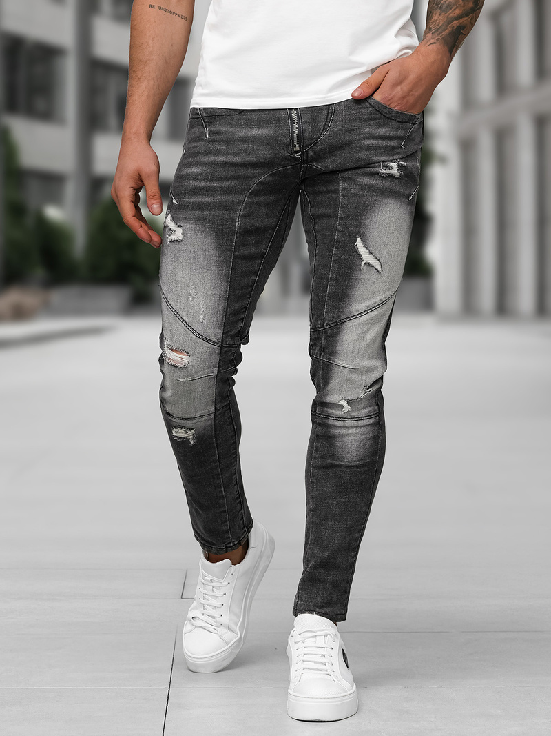 Spodnie jeansowe męskie slim fit czarne OZONEE NB/MP0045NZ