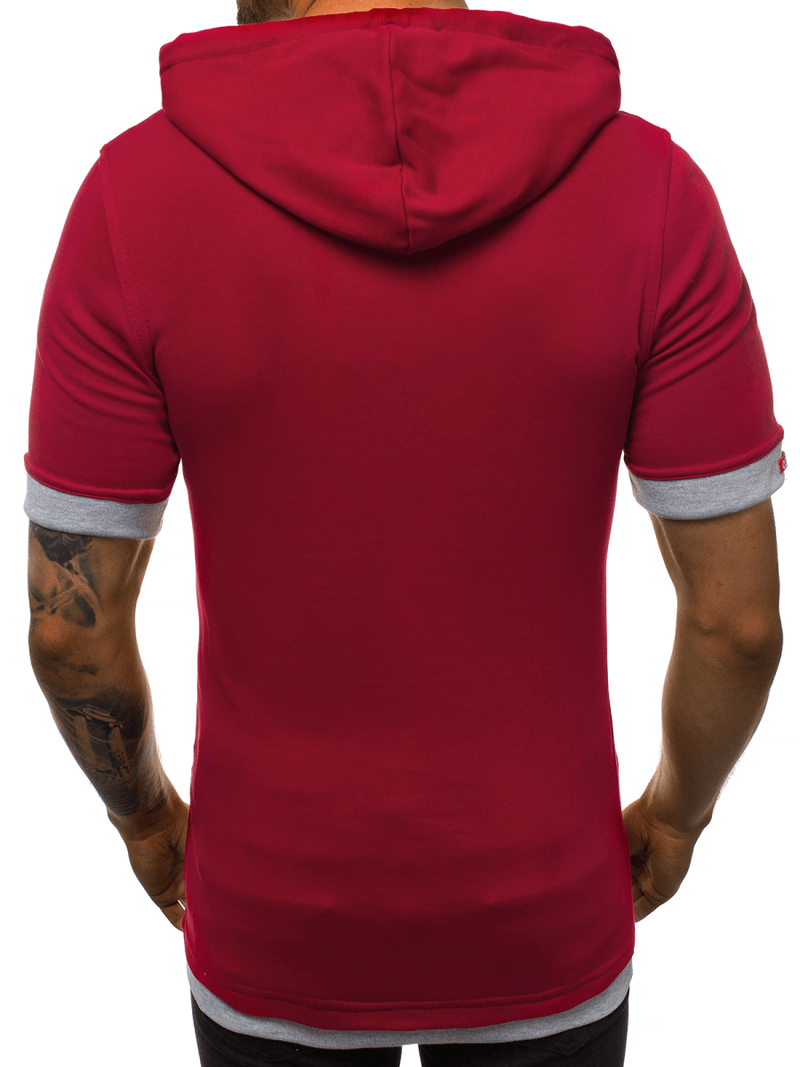 T-Shirt z kapturem męski bordowy OZONEE O/1273Z