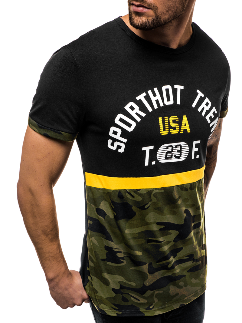 T-Shirt męski czarny OZONEE JS/SS10983