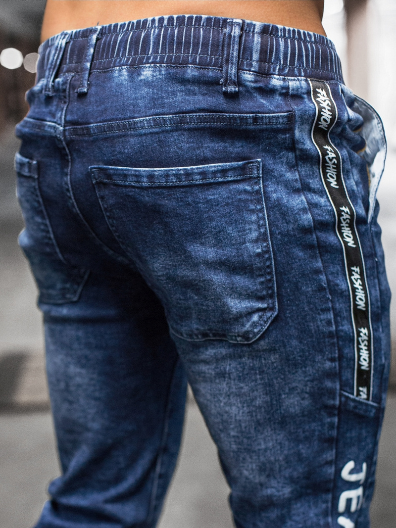 Spodnie jeansowe joggery męskie niebieskie OZONEE DR/TF084