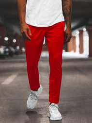Spodnie dresowe męskie czerwone b/18203022z