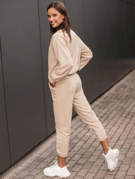 Komplet dresowy dwuczęściowy damski beżowy OZONEE O/MB2040/21