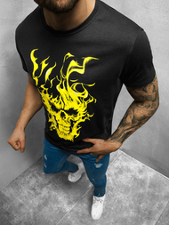 T-Shirt męski z nadrukiem czarny OZONEE JS/Y70020
