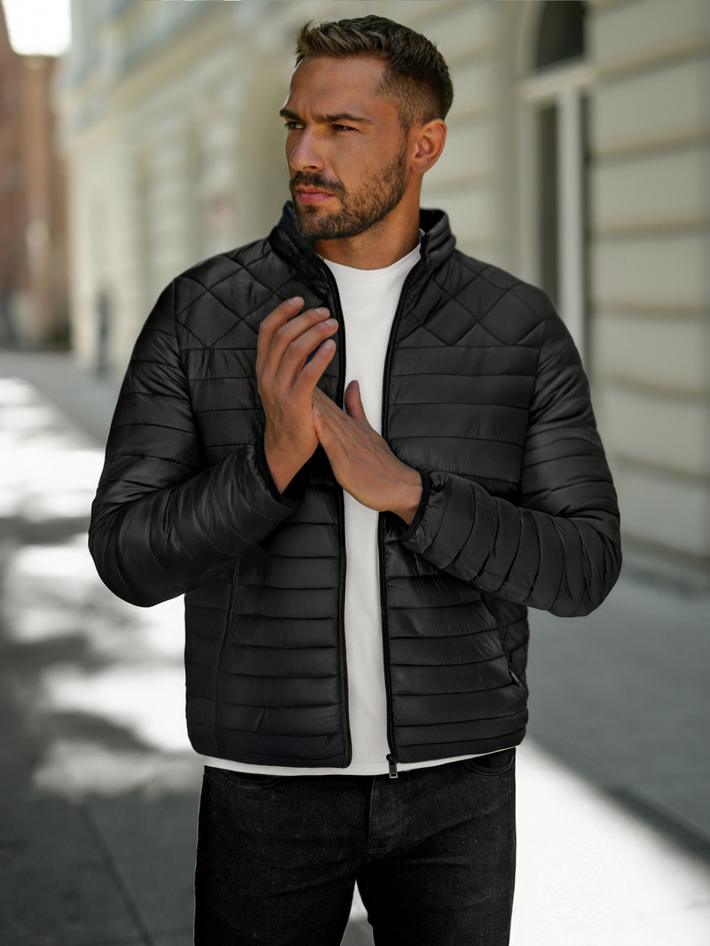 Kurtka męska pikowana czarna OZONEE JS/16M9328/392B