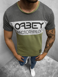 T-Shirt męski z nadrukiem zielony OZONEE O/1179Z