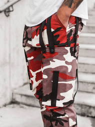 Штани чоловічі джоггери бордово-бежеві OZONEE O/11102