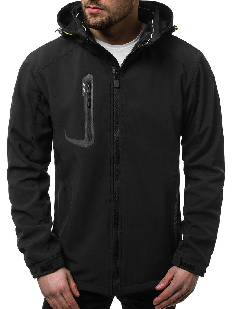 Kurtka softshell męska z kapturem czarno-żółta OZONEE GE/12267