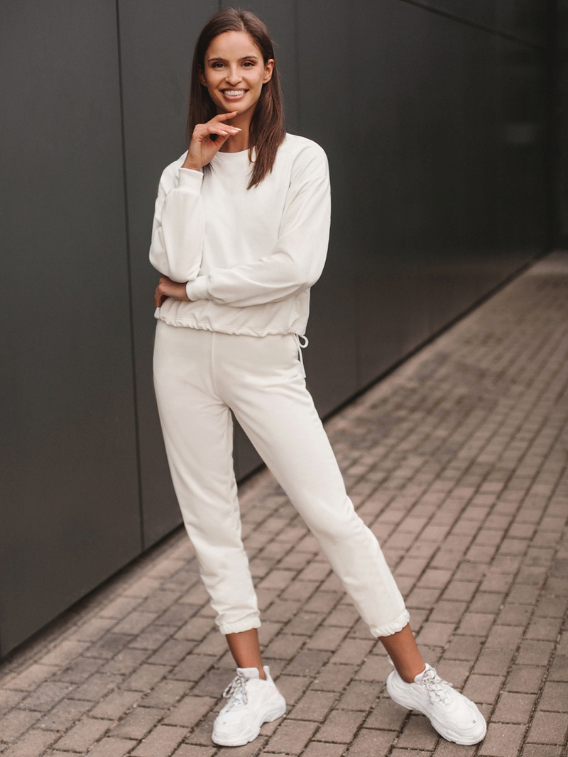 Komplet dresowy dwuczęściowy damski ecru OZONEE O/MB2040/21