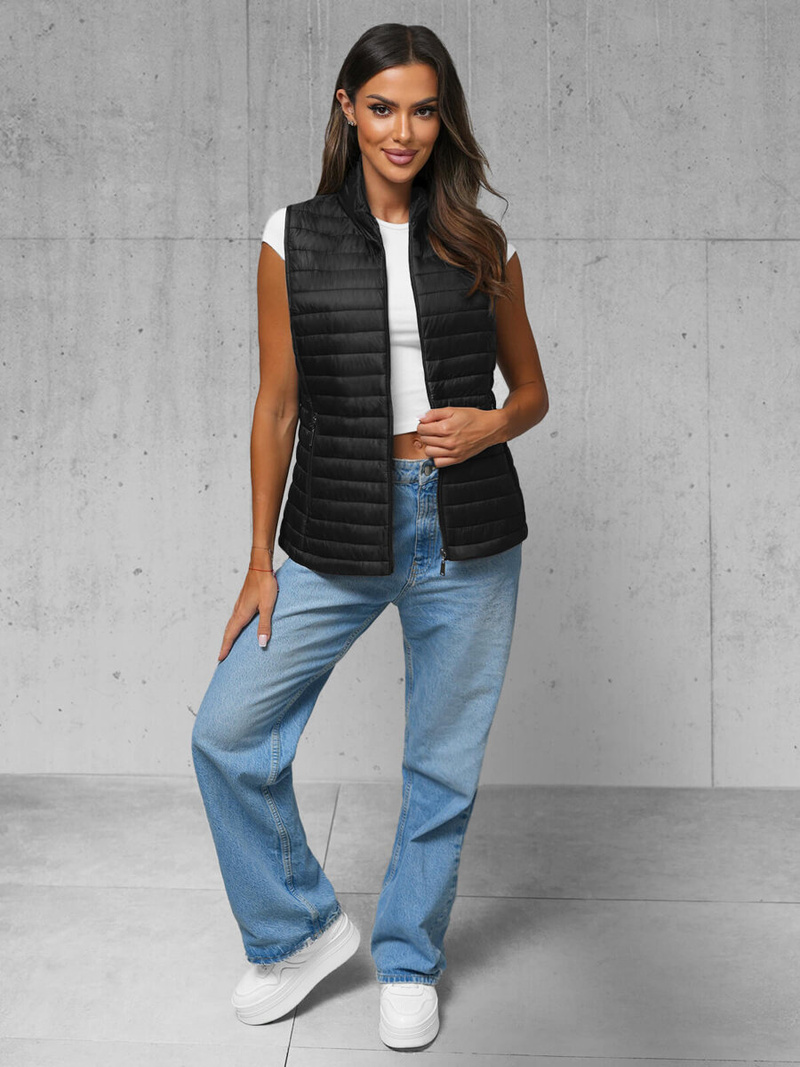 Стьобаний жіночий жилет чорний OZONEE JS/16M9072/392