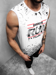 T-Shirt bez rękawów męski biały OZONEE JS/KS2075Z