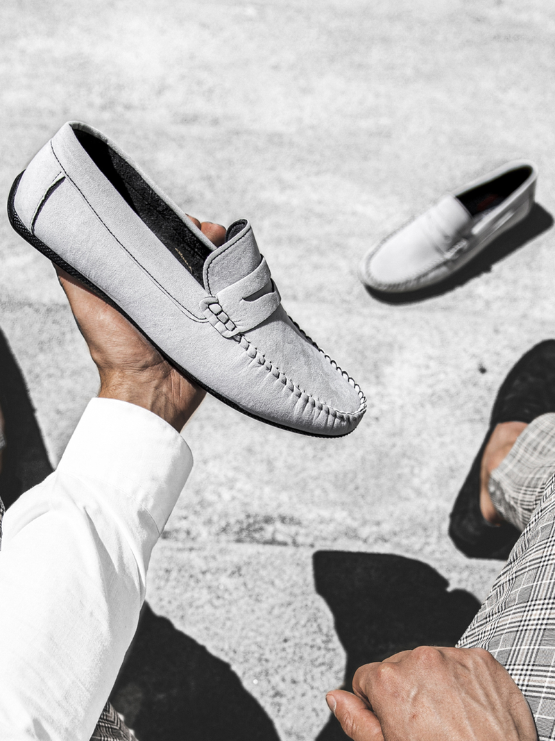 Buty męskie slip on jasno-szare t/125