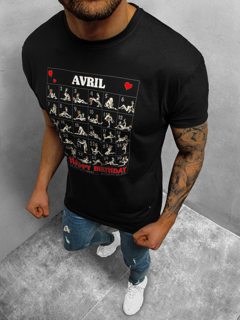 T-Shirt męski czarny OZONEE NB/3005