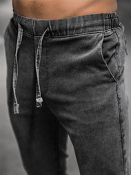 Spodnie jeansowe joggery męskie czarne OZONEE DJ/5820