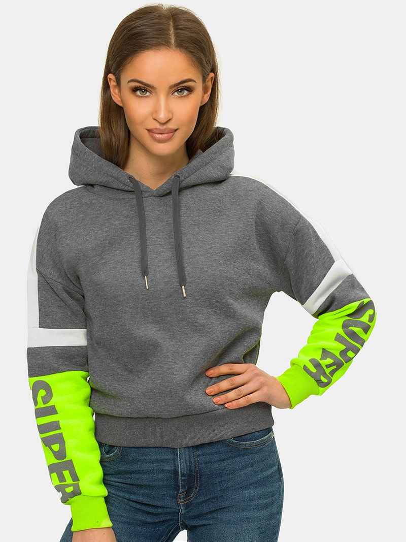 Bluza z kapturem damska grafitowa OZONEE JS/B26029