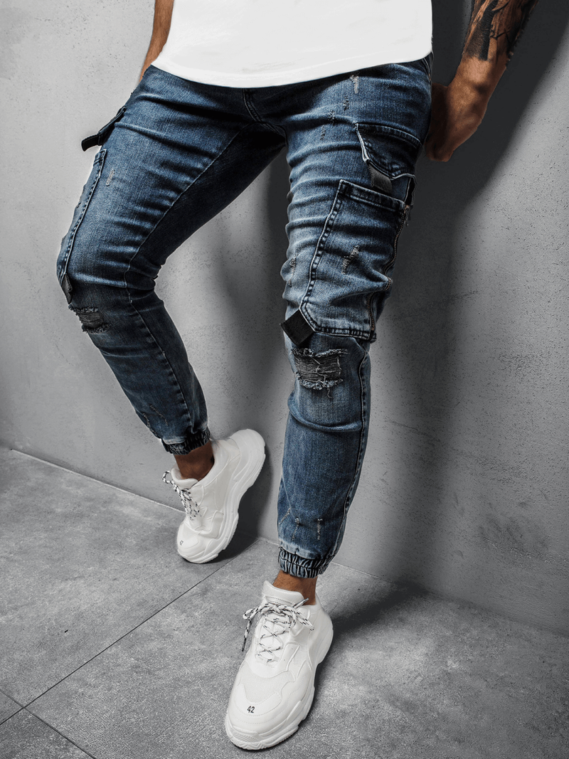 Spodnie jeansowe męskie niebieskie OZONEE DR/K139/12Z