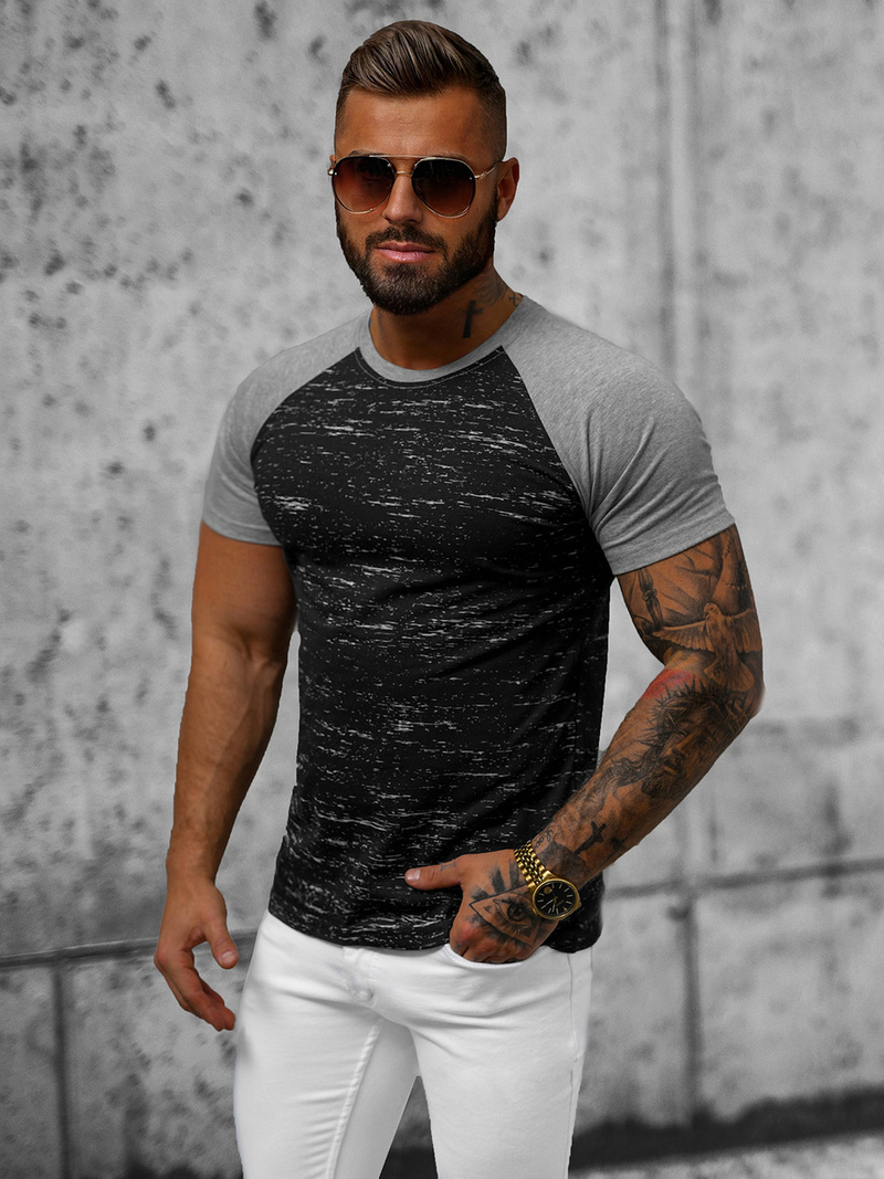 T-shirt męski czarny OZONEE JS/8T226/3
