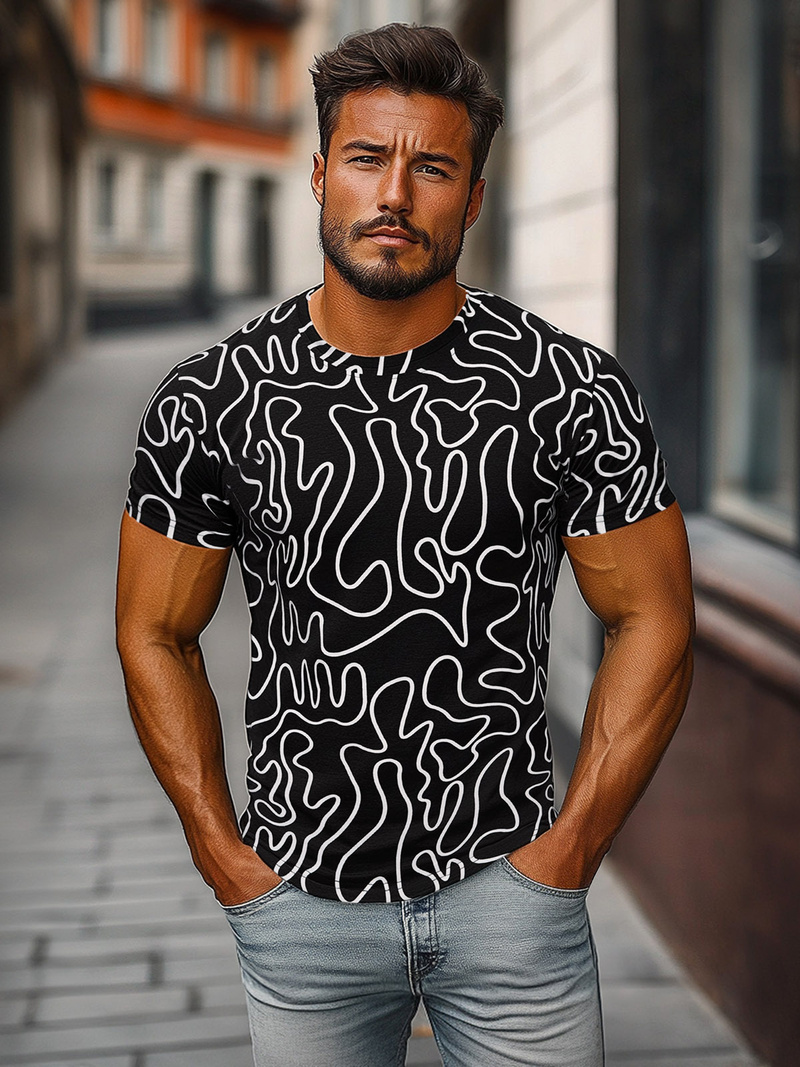 T-shirt męski czarny OZONEE JS/8T1198/3Z