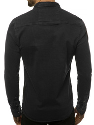 Koszula męska jeansowa czarna OZONEE R/1599