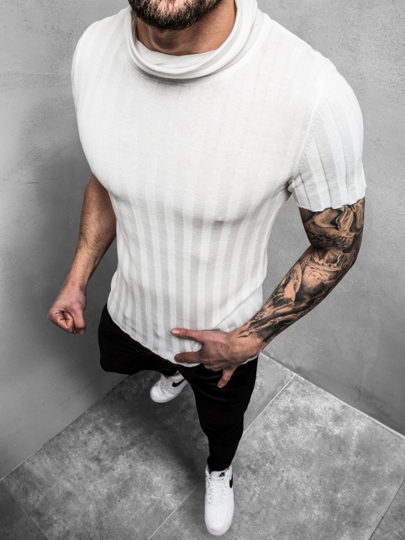 Bluzka z krótkim rękawem męska biała OZONEE L/2294Z