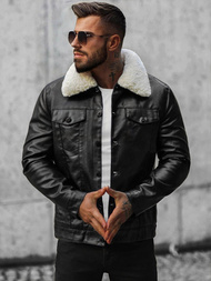 Kurtka skórzana męska czarna OZONEE O/8830/1