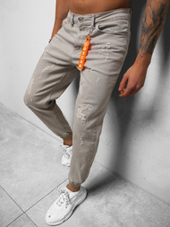 Spodnie jeansowe joggery męskie szare OZONEE DO/6100