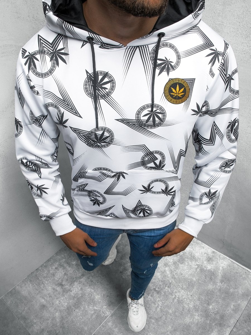 Bluza z kapturem męska biała OZONEE O/HM516