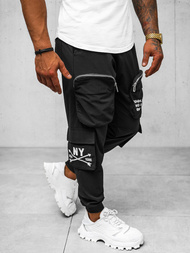 Spodnie męskie chino joggery czarne OZONEE O/PS5513