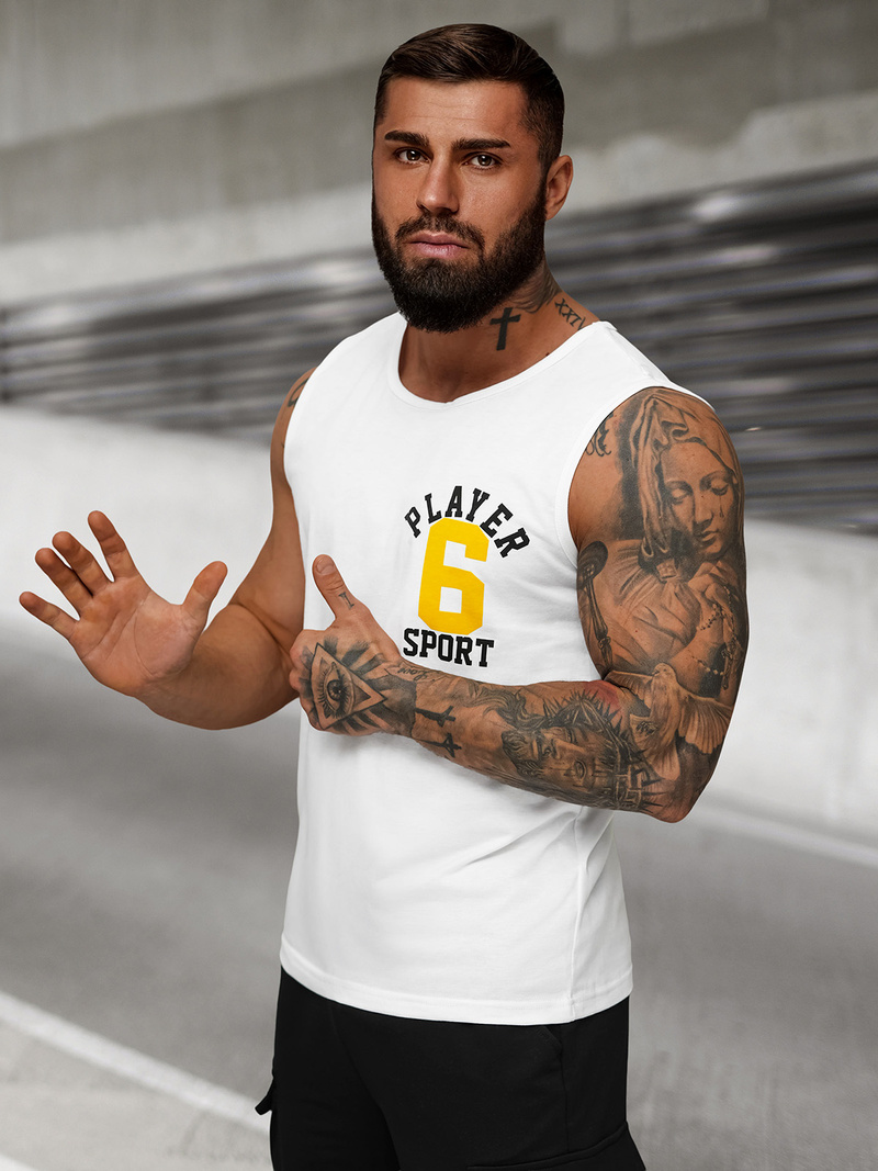 Koszulka bez rękawów męska biała OZONEE JS/8B1717/1Z