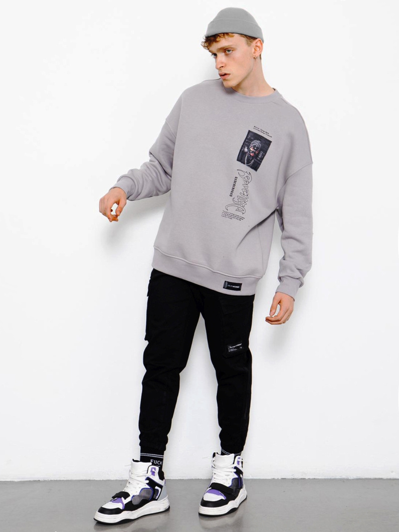 Bluza męska oversize szara OZONEE MACH/M3288