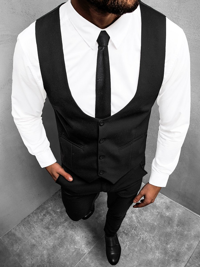 Чоловічий комплект - жилетка та штани чінос Чорний OZONEE O/5630