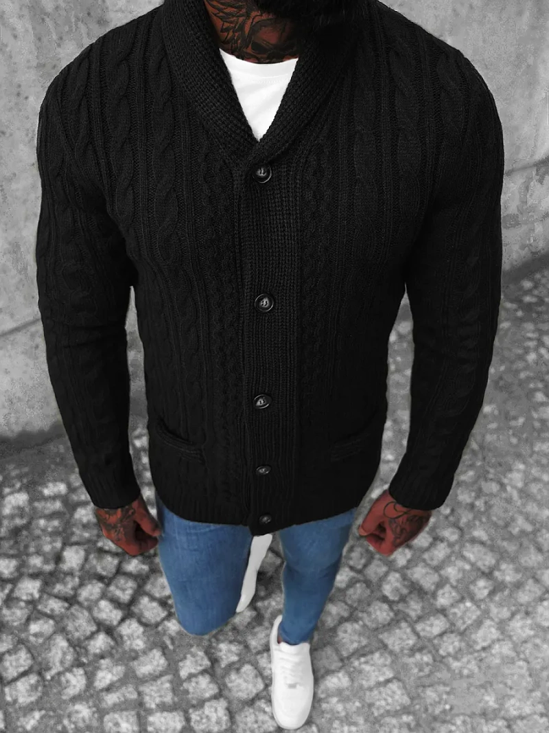 Sweter męski kardigan czarny OZONEE NB/MM6017/4