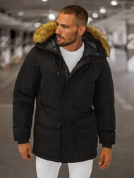 Kurtka zimowa męska z futerkiem czarna OZONEE JS/5M779/392Z