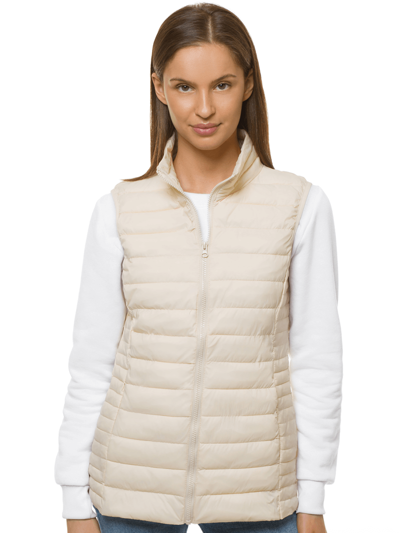 Kamizelka damska pikowana ecru OZONEE JS/M23038/57