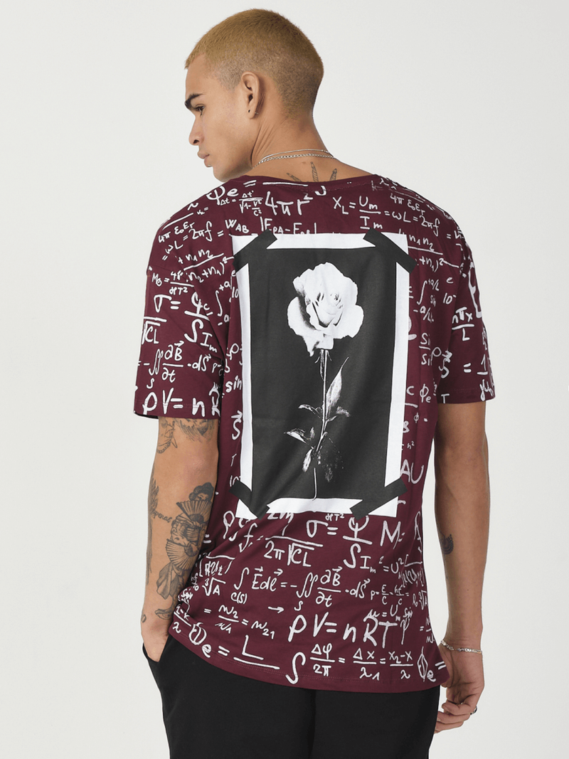 T-Shirt męski z nadrukiem bordowy OZONEE MR/21533