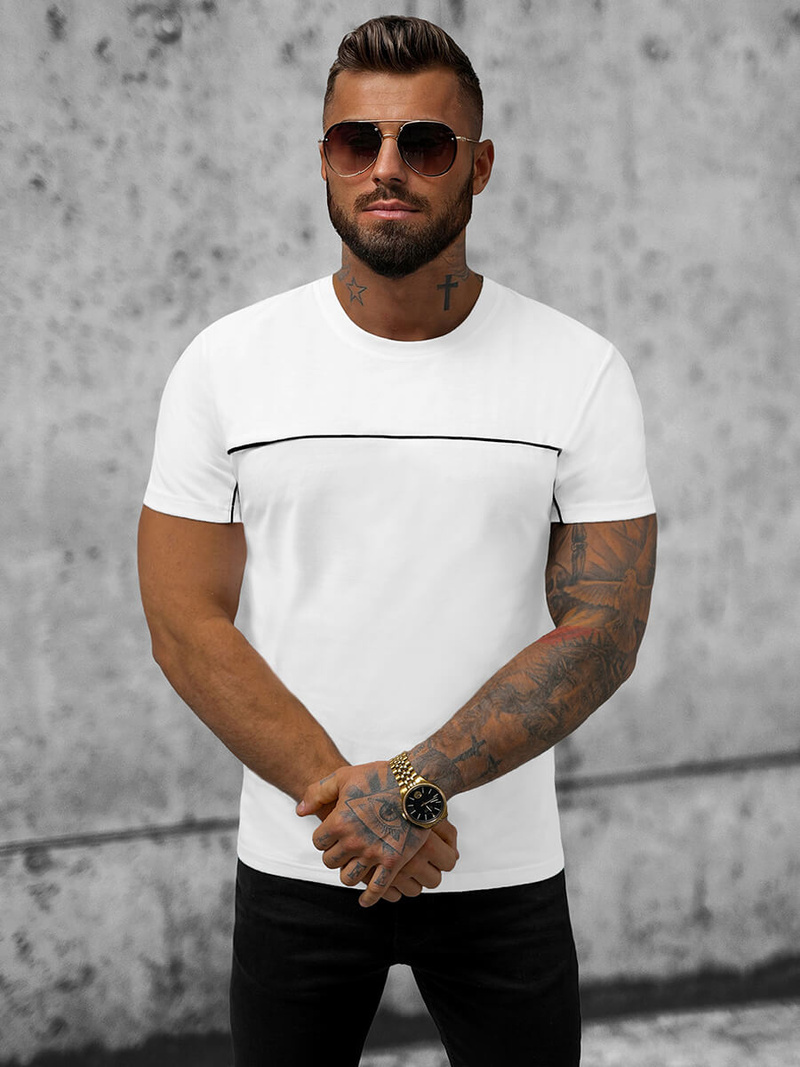 T-shirt męski biały OZONEE JS/8T250/1