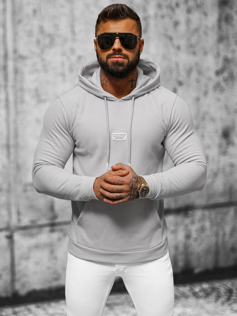 Bluza z kapturem męska szara OZONEE O/TB2216