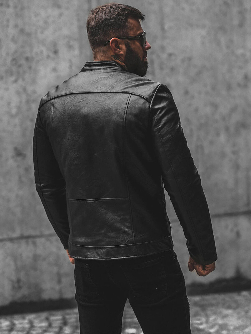 Kurtka skórzana męska czarna OZONEE JS/11Z8003Z