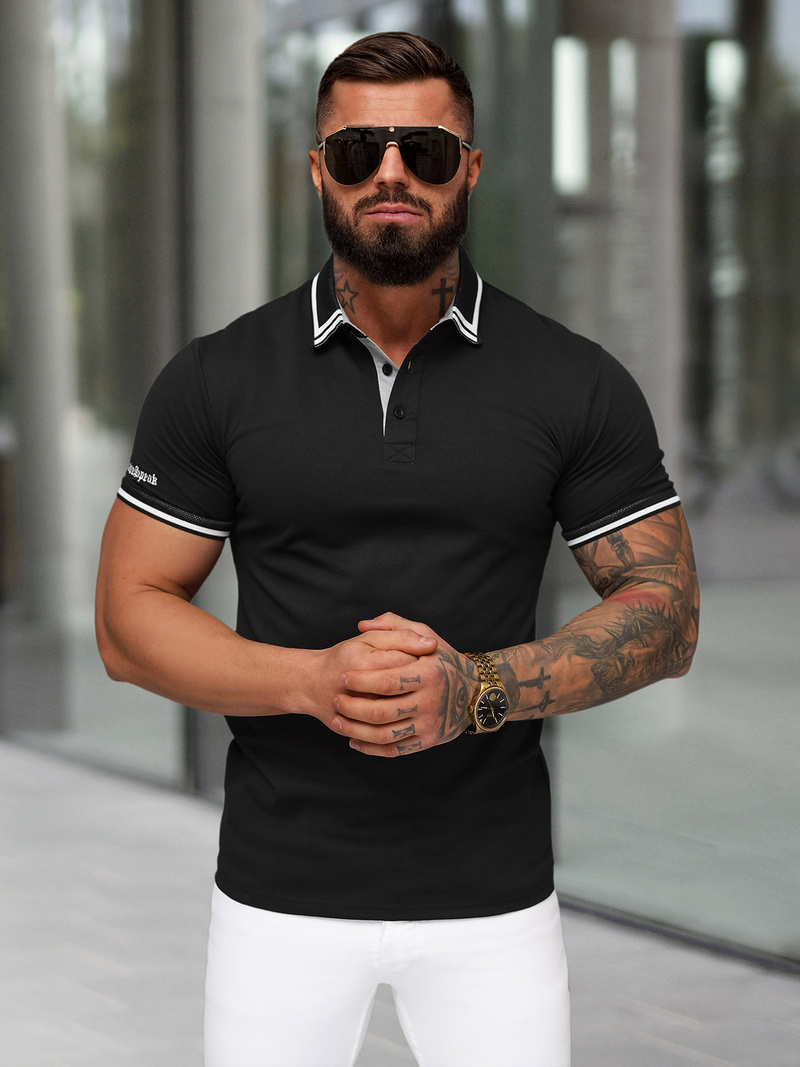 Koszulka męska polo czarna OZONEE O/YN2/559