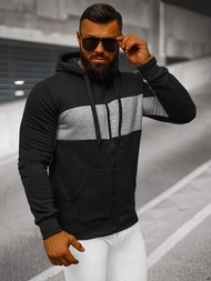 Bluza męska z kapturem rozpinana czarna OZONEE JS/8B1330/3