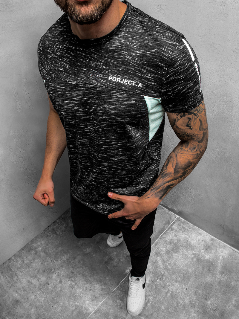 T-Shirt męski czarny OZONEE JS/SS11126Z
