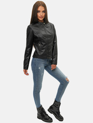 Жіноча шкіряна куртка Чорна OZONEE JS/11Z8008