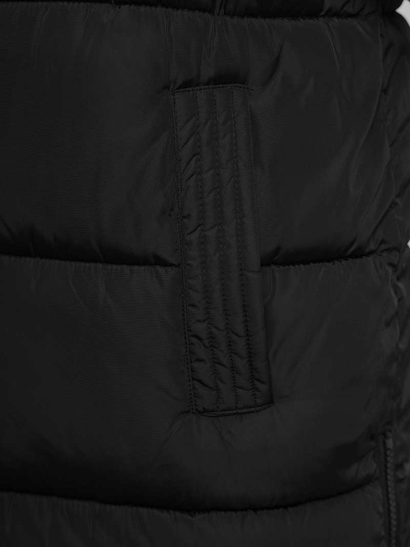 Kamizelka damska dwustronna długa z kapturem czarno-złota OZONEE O/H1121/99