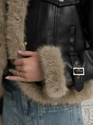 Жіноча шкіряна kуртка чорна OZONEE JS/61M8517/392