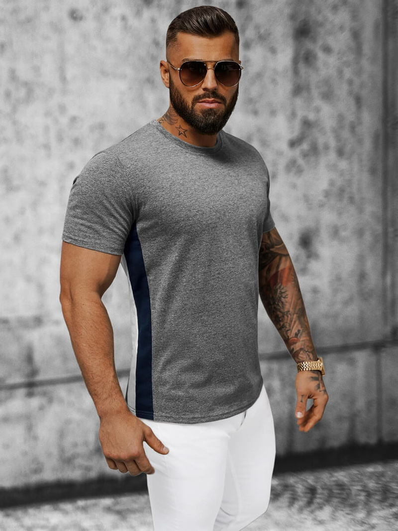 T-shirt męski grafitowy OZONEE JS/8T92/5Z