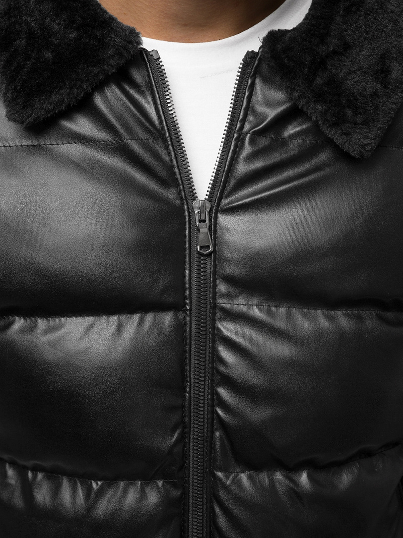 Kurtka skórzana męska czarna OZONEE O/9030