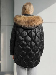 Kurtka zimowa damska z futerkiem czarna OZONEE O/5M3226/392Z