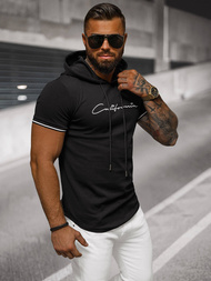 T-shirt męski z kapturem czarny OZONEE O/T7170
