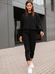 Komplet dresowy dwuczęściowy damski czarny OZONEE O/MB2040/21