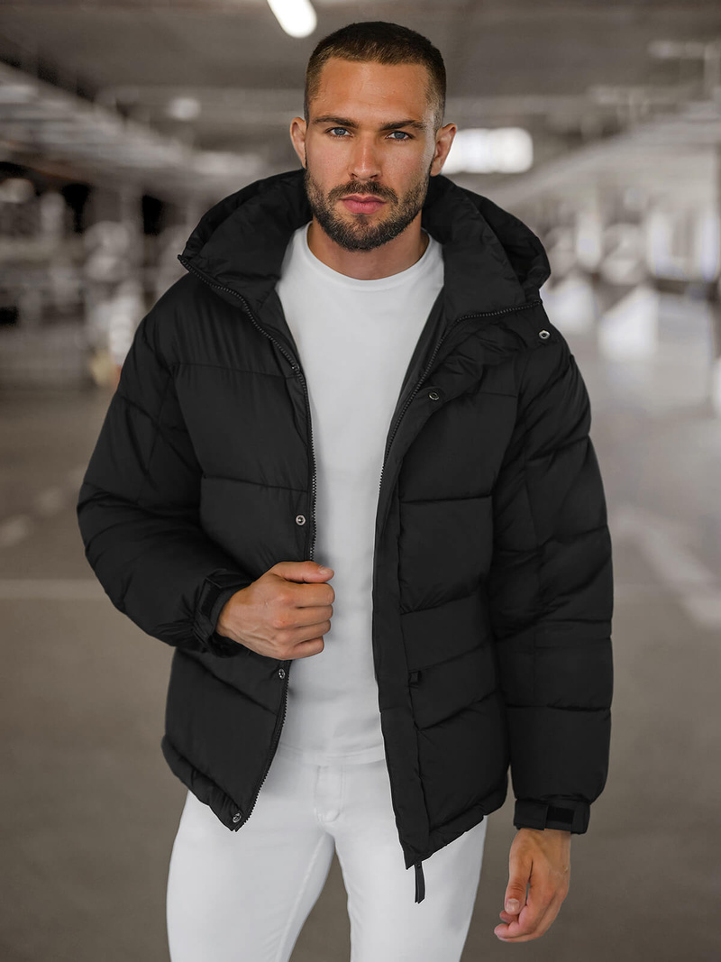 Kurtka zimowa męska pikowana czarna OZONEE JS/31M5008Z